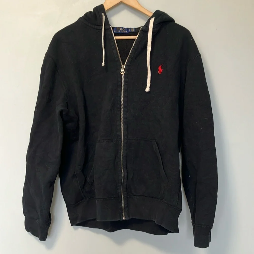Polo Ralph Lauren Black Zip-Up Hoodie - Picture 1 of 4